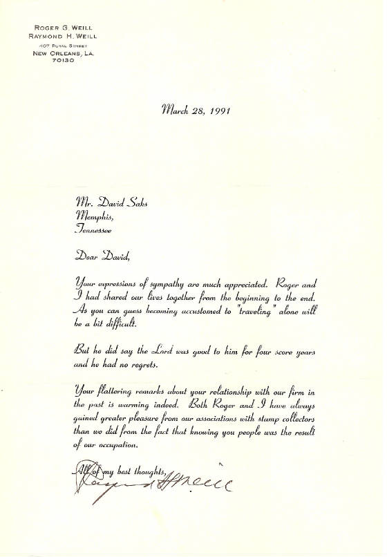 Letter from Raymond H. Weill to David Saks